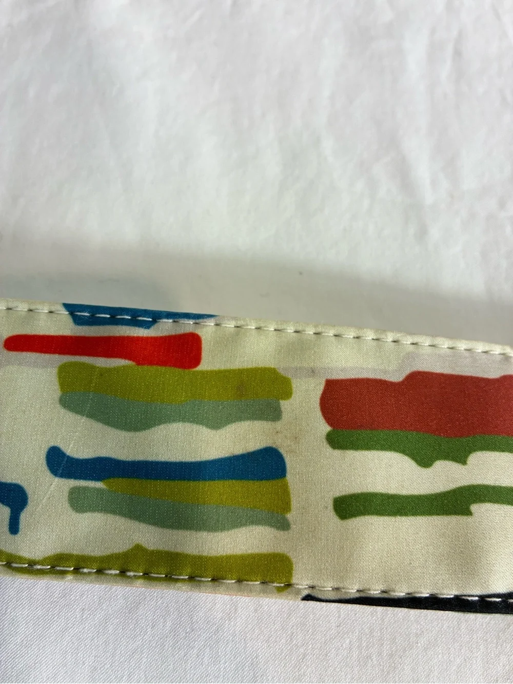 Womens belt 42” Multicolor Colorblock Fabric Covered Belt and buckle wide